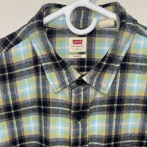 Levi's Button-Up Flannel Shirt in Green and Blue
